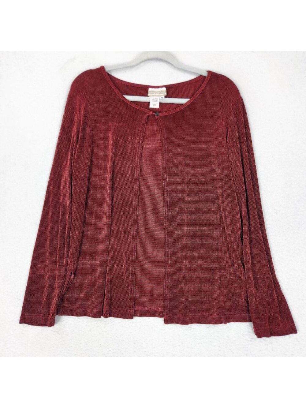 Coldwater Creek Sweater Womens Large Petite Red Button Neck Casual Knit Classic